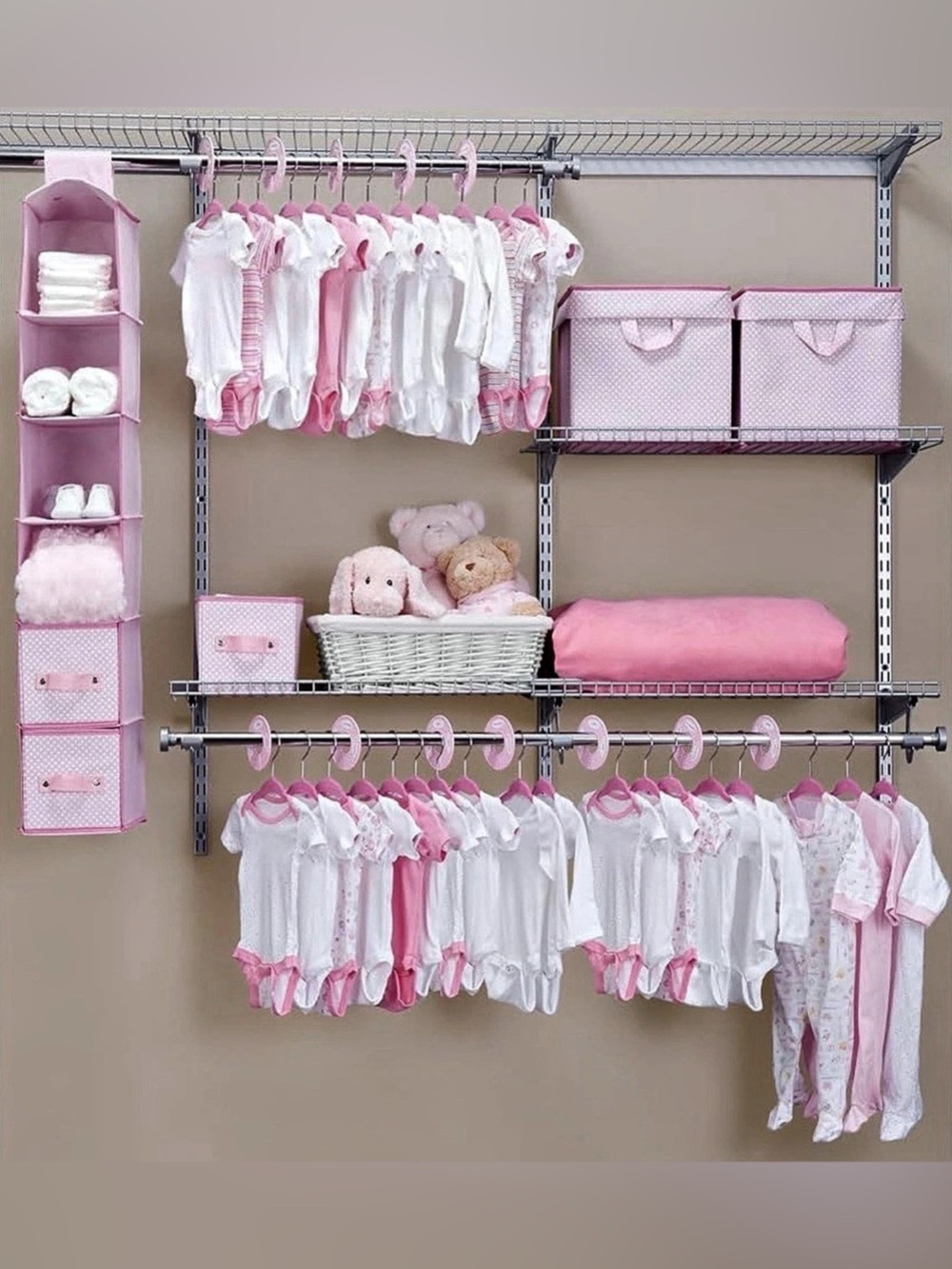 New Delta Children 48-Piece Nursery Storage Set in Pink